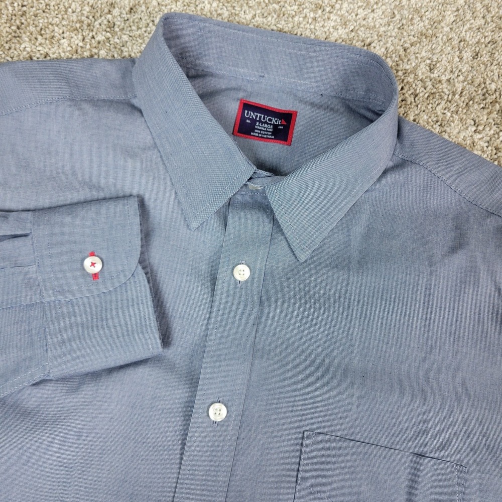 Untuckit Wrinkle Free Mens XL Solid Gray Button Up Long Sleeve